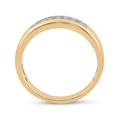 10k Yellow Gold Round Diamond Single Row Wedding Band 1/10 Cttw