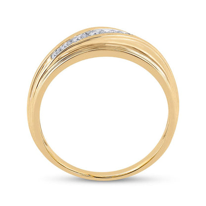 10k Yellow Gold Round Diamond Wedding Band Ring 3/8 Cttw