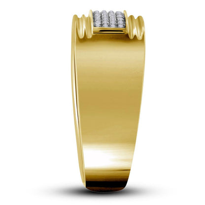 10k Yellow Gold Round Diamond Wedding Pave Band Ring 1/6 Cttw