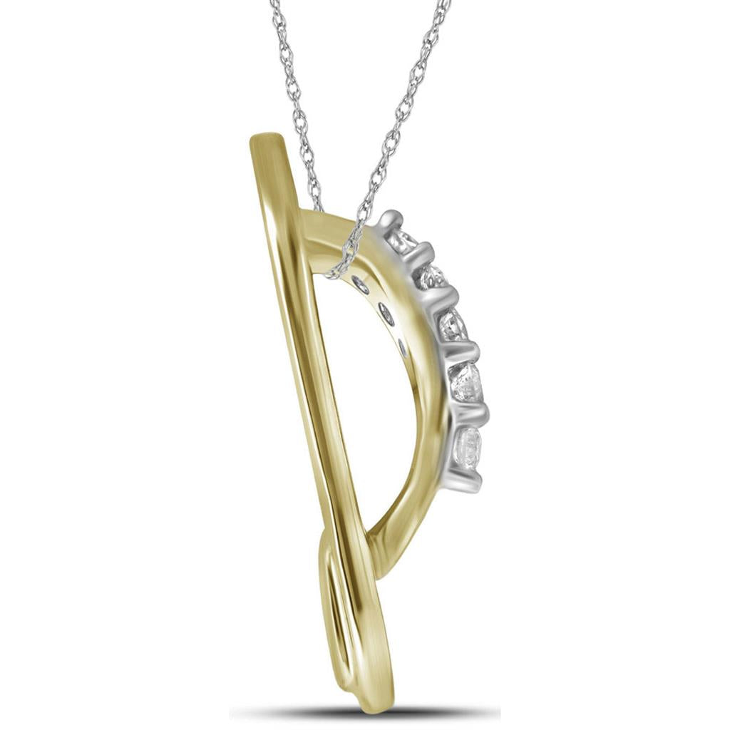 10k Yellow Gold Round Diamond Flip Flop Sandal Nautical Pendant 1/6 Cttw