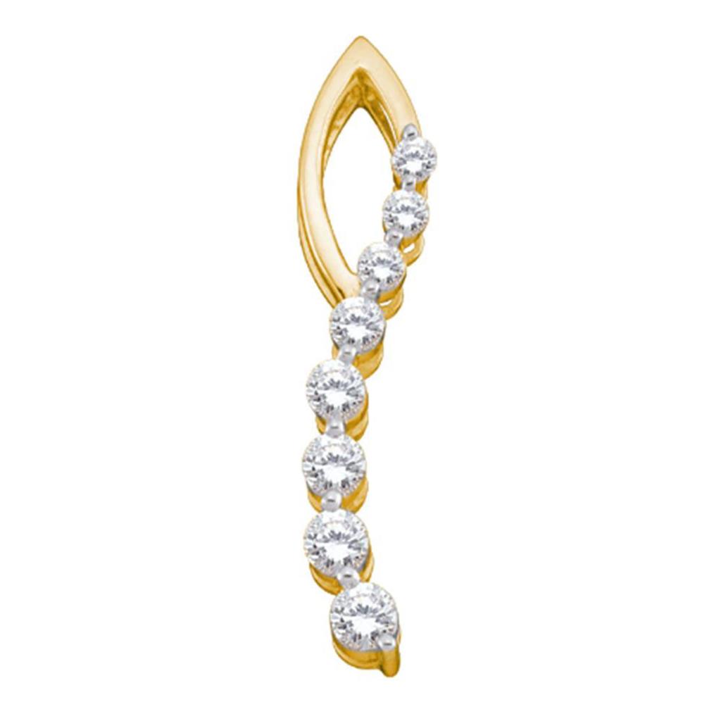 14k Yellow Gold Round Diamond Journey Pendant 1/2 Cttw