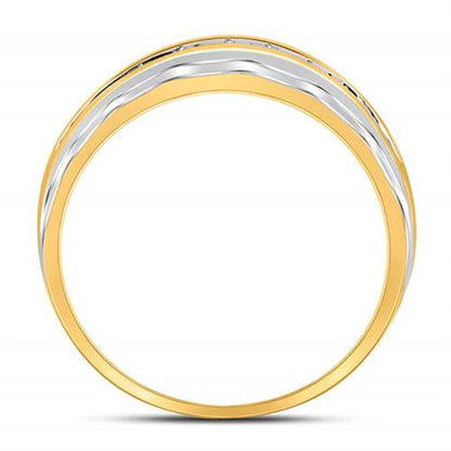 10k Two-tone Gold Round Diamond Wedding Band Ring 1/4 Cttw