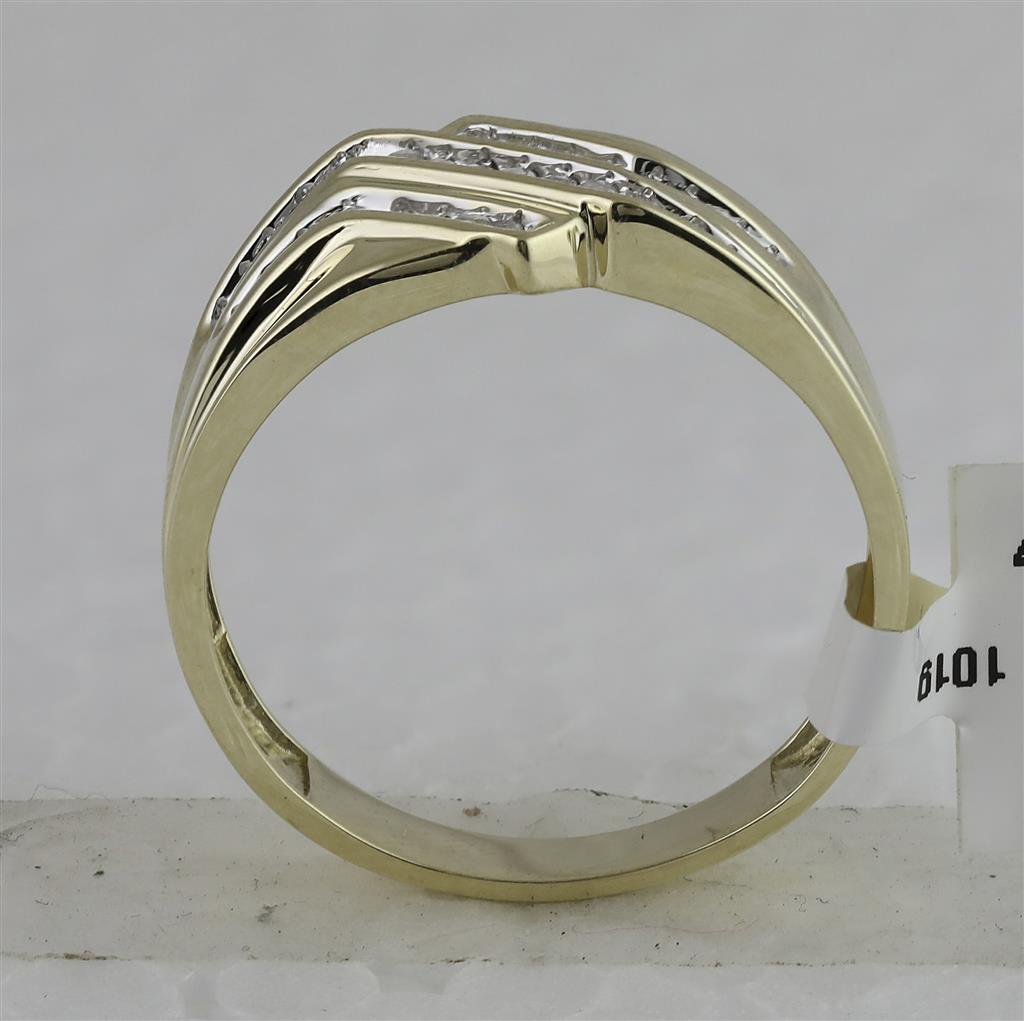 10k Yellow Gold Round Diamond Triple Row Band Ring 1/4 Cttw