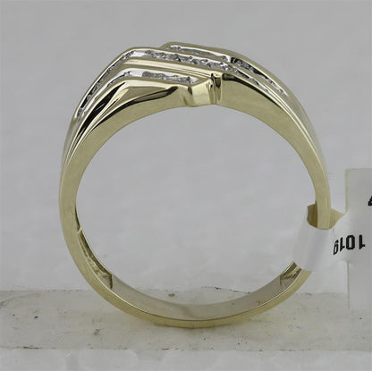 10k Yellow Gold Round Diamond Triple Row Band Ring 1/4 Cttw