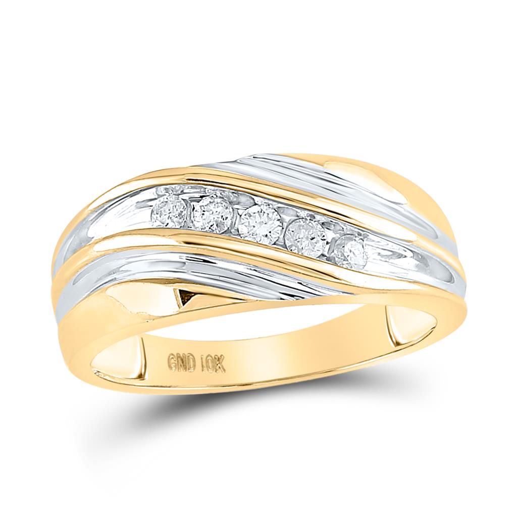 10k Yellow Gold Round Diamond Wedding Band Ring 1/4 Cttw