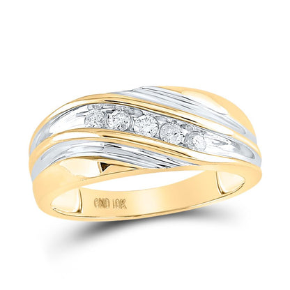 10k Yellow Gold Round Diamond Wedding Band Ring 1/4 Cttw