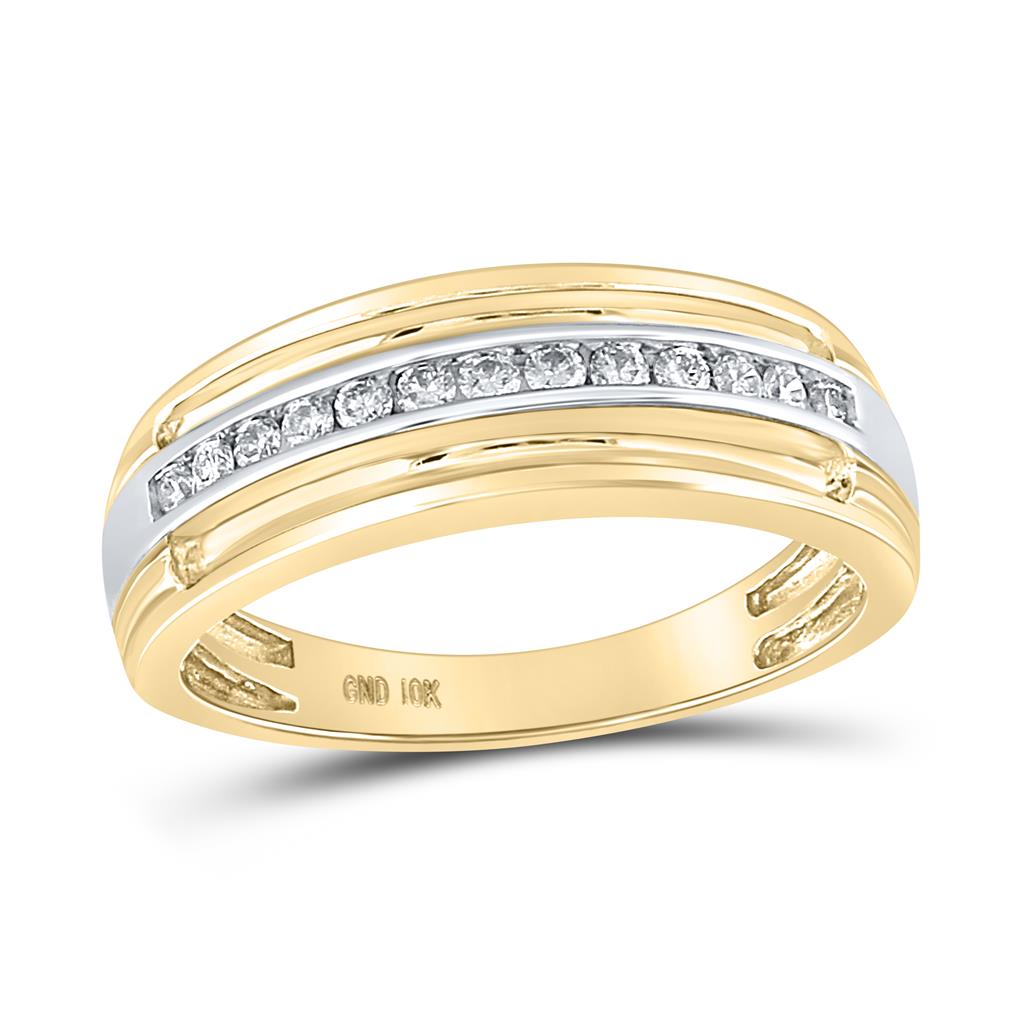 10k Yellow Gold Round Diamond Single Row Band Ring 1/4 Cttw