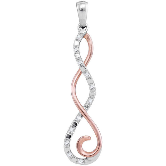 10kt Two-tone Gold Round Diamond Twist Curl Fashion Pendant 1/12 Cttw