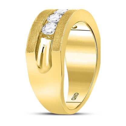 10k Yellow Gold Round Diamond Single Row 5-Stone Wedding Band Ring 1/2 Cttw