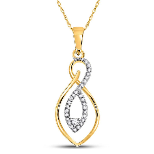 10k Two-tone Gold Round Diamond Fashion Pendant 1/8 Cttw
