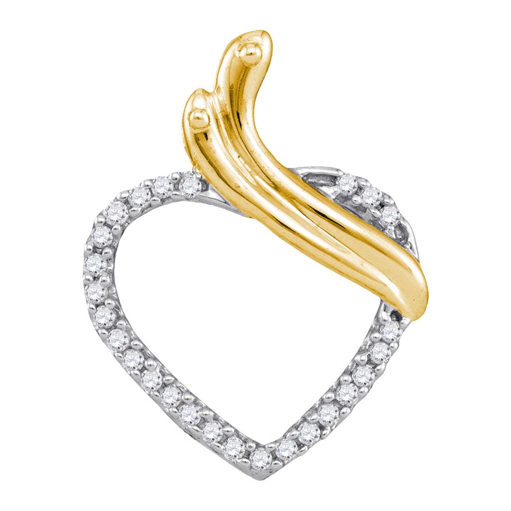 10k Yellow Gold Round Diamond Heart Pendant 1/10 Cttw