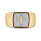 10k Yellow Gold Round Diamond Cross Band Ring .02 Cttw