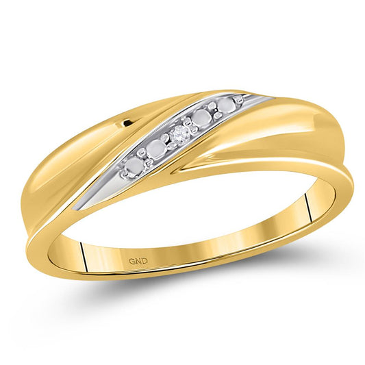 10k Yellow Gold Round Diamond Diagonal Row Band Ring .02 Cttw