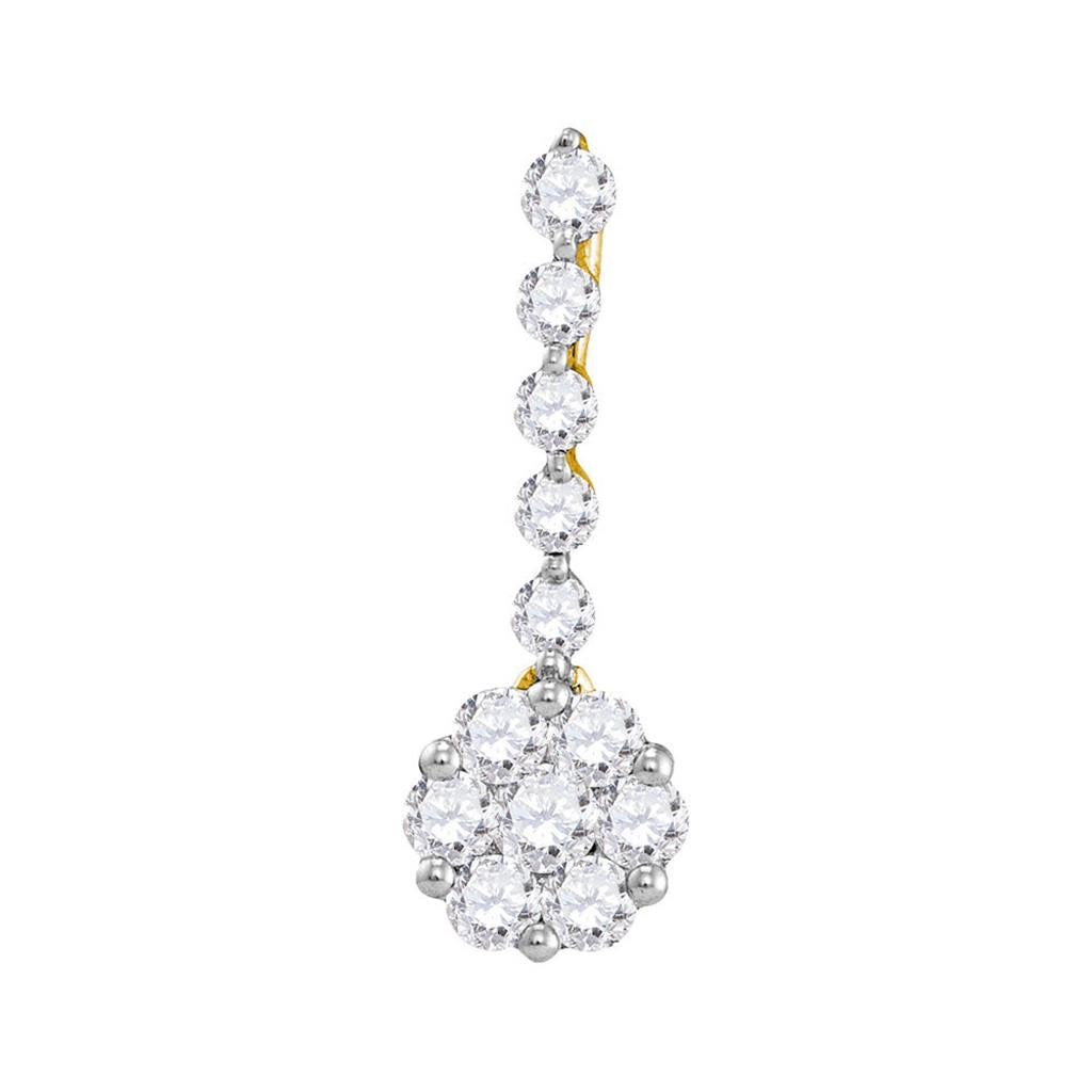 10k Yellow Gold Round Diamond Cluster Pendant 1/2 Cttw