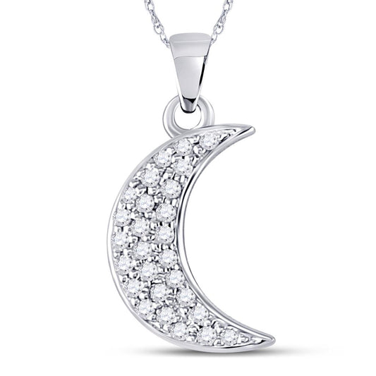 10k Yellow Gold Round Diamond Crescent Moon Pendant 1/8 Cttw