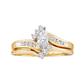 10k Yellow Gold Marquise Diamond Solitaire Bridal Wedding Ring Set 1/4 Cttw