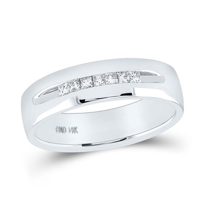 14k White Gold Princess Diamond Wedding Band Ring 1/4 Cttw