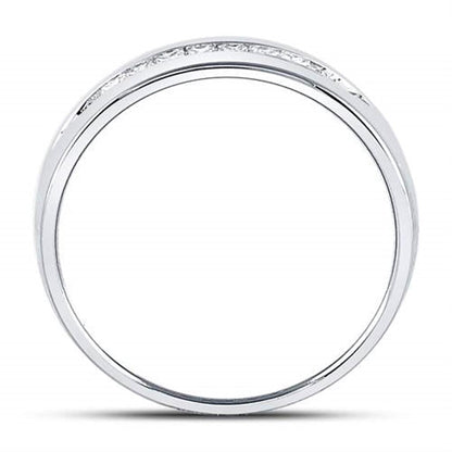 14k White Gold Princess Diamond Wedding Band Ring 1/4 Cttw