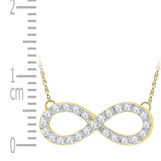 10k Yellow Gold Round Diamond Infinity Pendant Necklace 1/5 Cttw