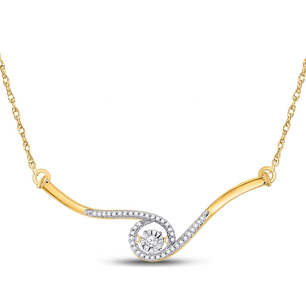 10kt Yellow Gold Round Diamond Moving Twinkle Pendant Necklace 1/5 Cttw