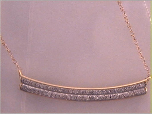 10k Yellow Gold Diamond Bar Pendant Necklace 1/6 Cttw