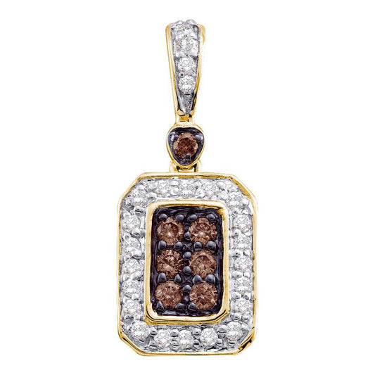 10k Yellow Gold Round Brown Diamond Fashion Pendant 1/4 Cttw