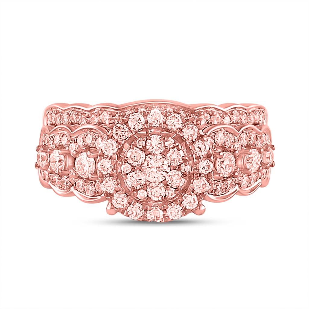 14k Rose Gold Round Diamond Vintage Bridal Wedding Ring Set 1 Ctw