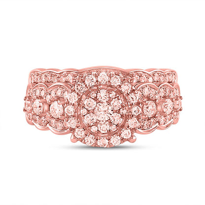 14k Rose Gold Round Diamond Vintage Bridal Wedding Ring Set 1 Ctw