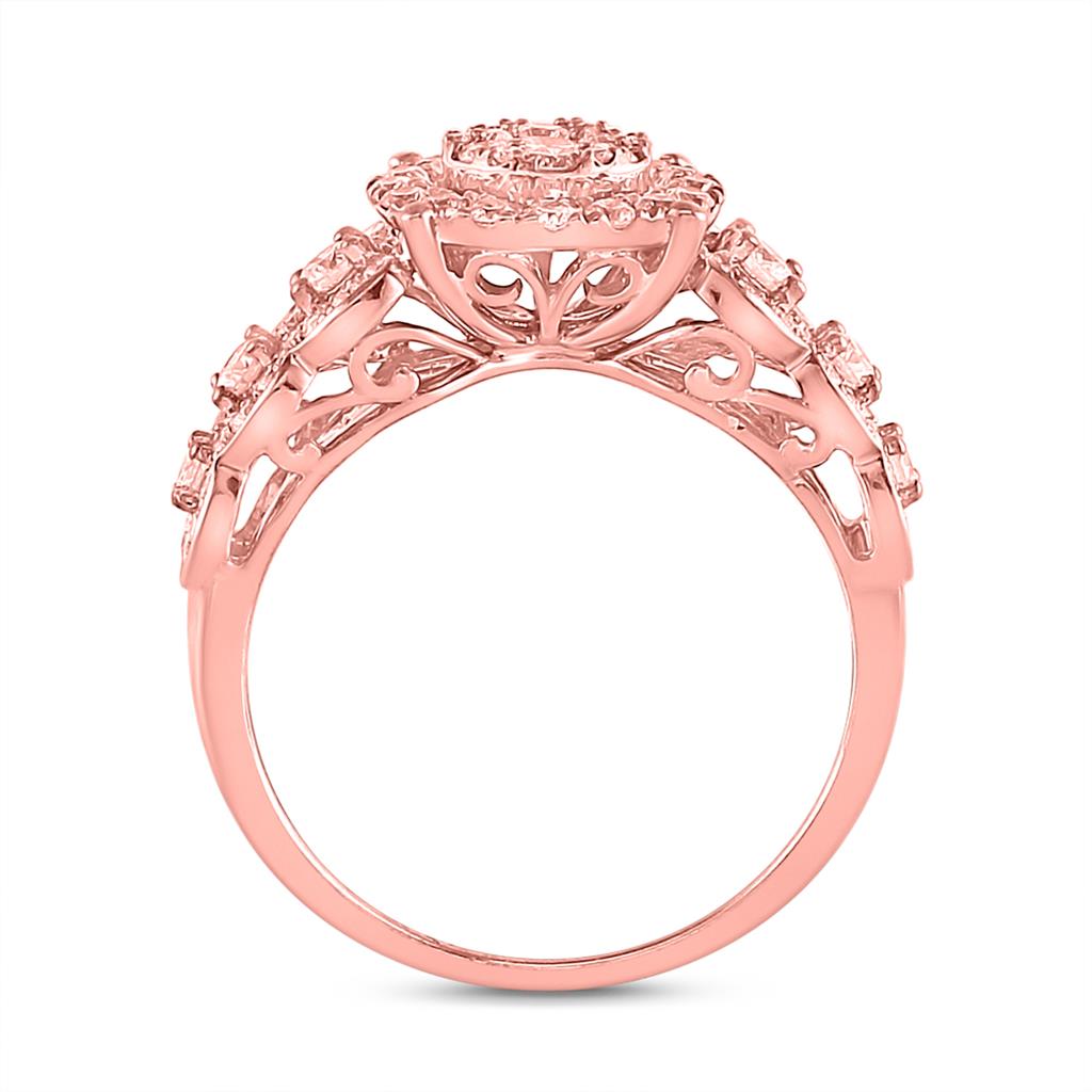 14k Rose Gold Round Diamond Vintage Bridal Wedding Ring Set 1 Ctw