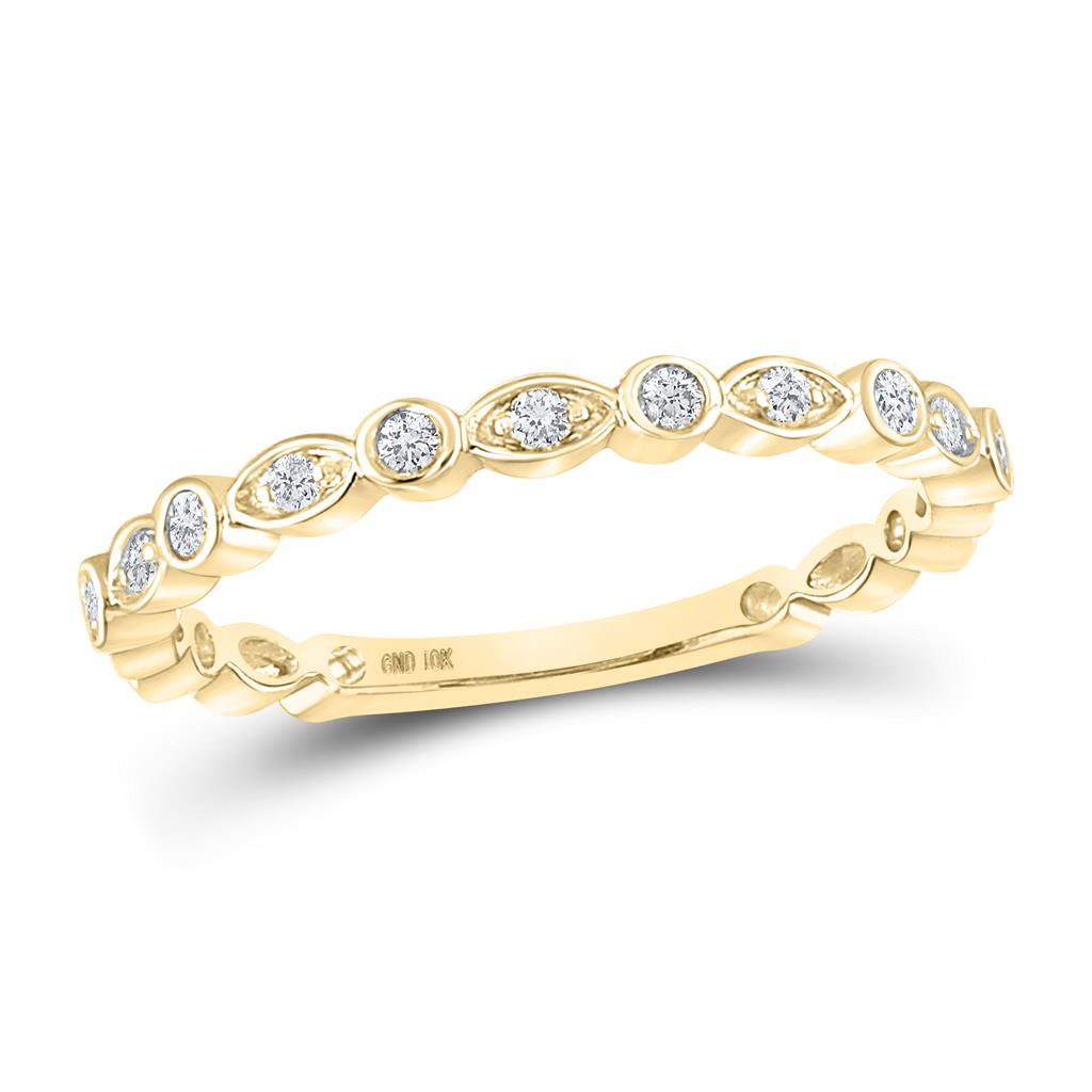 10k Yellow Gold Round Diamond Stackable Band Ring 1/8 Cttw