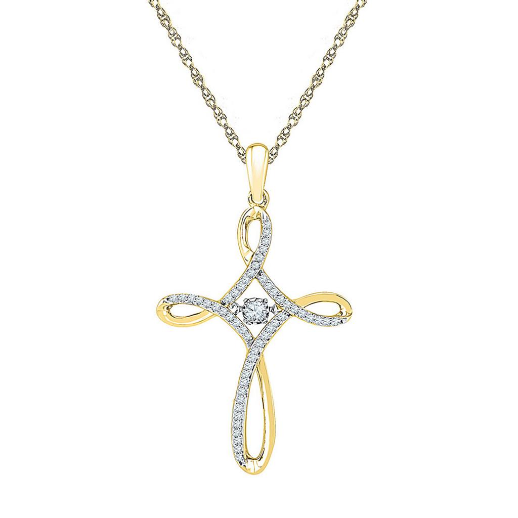 10k Yellow Gold Round Diamond Cross Pendant 1/5 Cttw