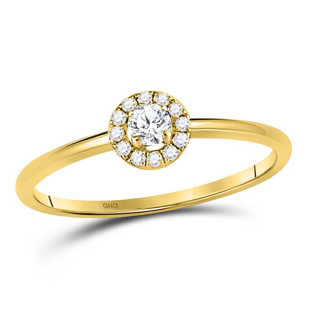 10k Yellow Gold Round Diamond Solitaire Stackable Band Ring 1/5 Cttw