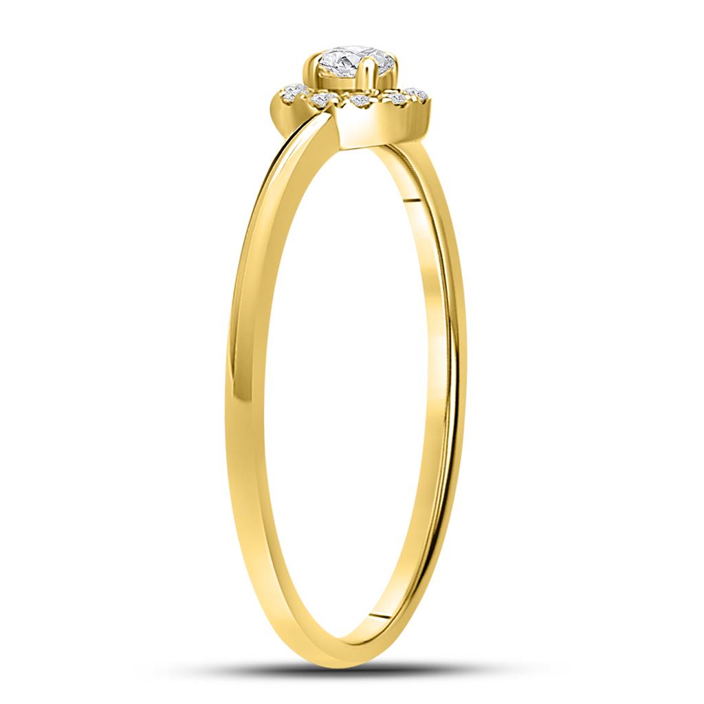 10k Yellow Gold Round Diamond Solitaire Stackable Band Ring 1/5 Cttw