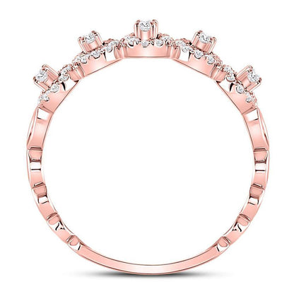 10k Rose Gold Round Diamond Halo Stackable Band Ring 1/3 Cttw