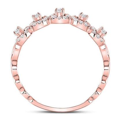 10k Rose Gold Round Diamond Halo Stackable Band Ring 1/3 Cttw