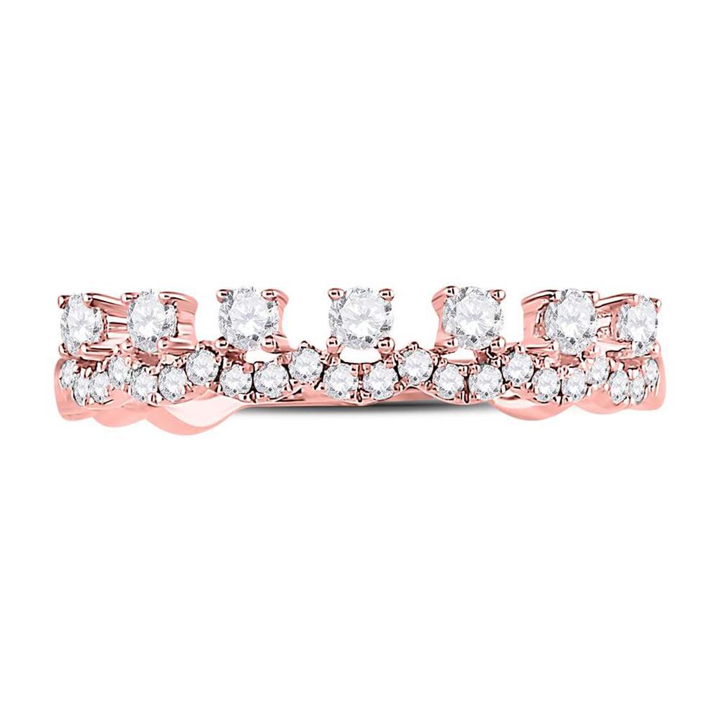 10k Rose Gold Round Diamond Stackable Band Ring 1/3 Cttw