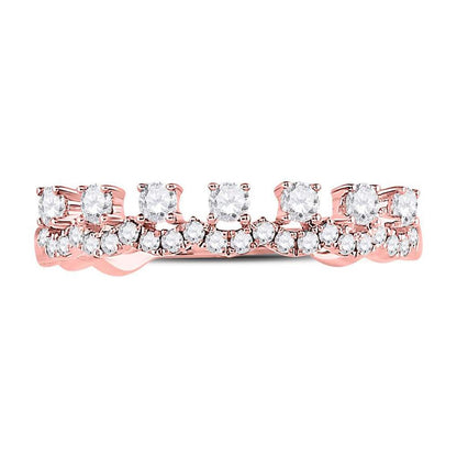 10k Rose Gold Round Diamond Stackable Band Ring 1/3 Cttw