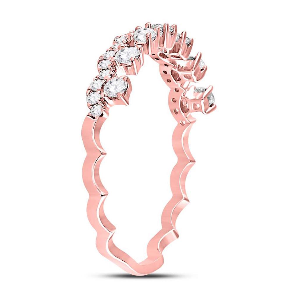 10k Rose Gold Round Diamond Stackable Band Ring 1/3 Cttw