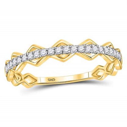 10kt Yellow Gold Round Diamond Link Stackable Band Ring 1/5 Cttw