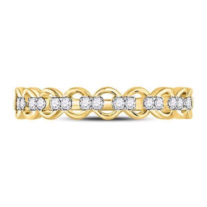 10kt Yellow Gold Round Diamond Link Stackable Band Ring 1/8 Cttw