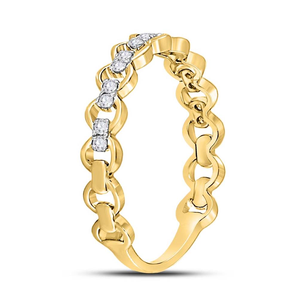 10kt Yellow Gold Round Diamond Link Stackable Band Ring 1/8 Cttw