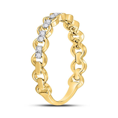 10kt Yellow Gold Round Diamond Link Stackable Band Ring 1/8 Cttw