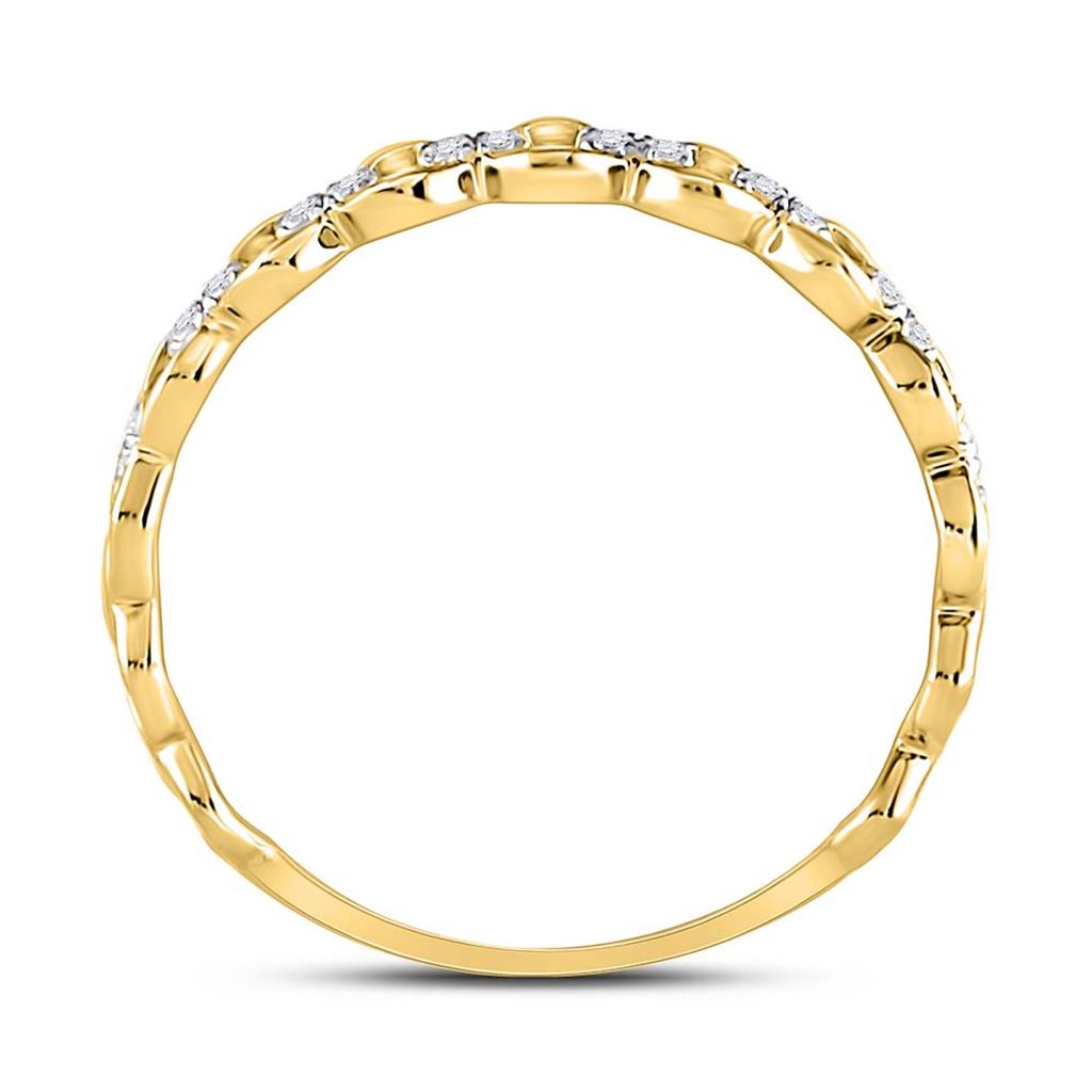 10kt Yellow Gold Round Diamond Link Stackable Band Ring 1/8 Cttw