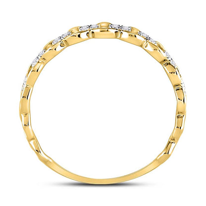 10kt Yellow Gold Round Diamond Link Stackable Band Ring 1/8 Cttw