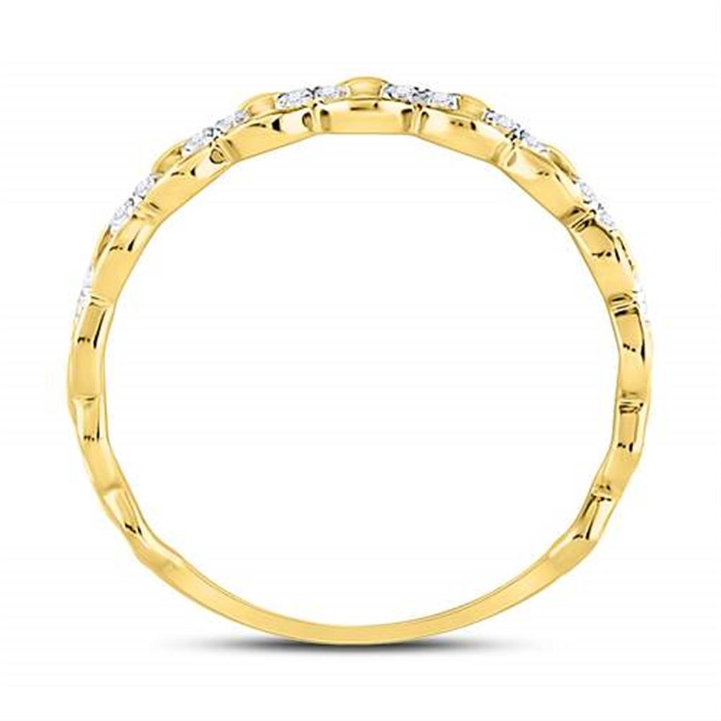 10kt Yellow Gold Round Diamond Link Stackable Band Ring 1/8 Cttw