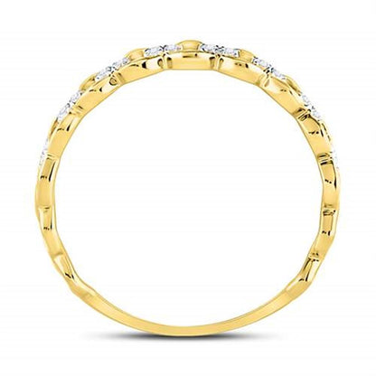 10kt Yellow Gold Round Diamond Link Stackable Band Ring 1/8 Cttw