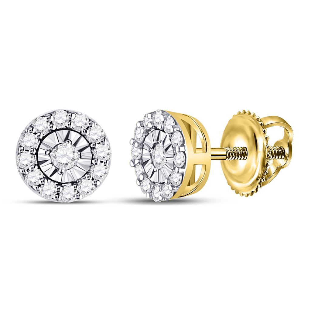 14k White Gold Round Diamond Halo Earrings 1/4 Cttw
