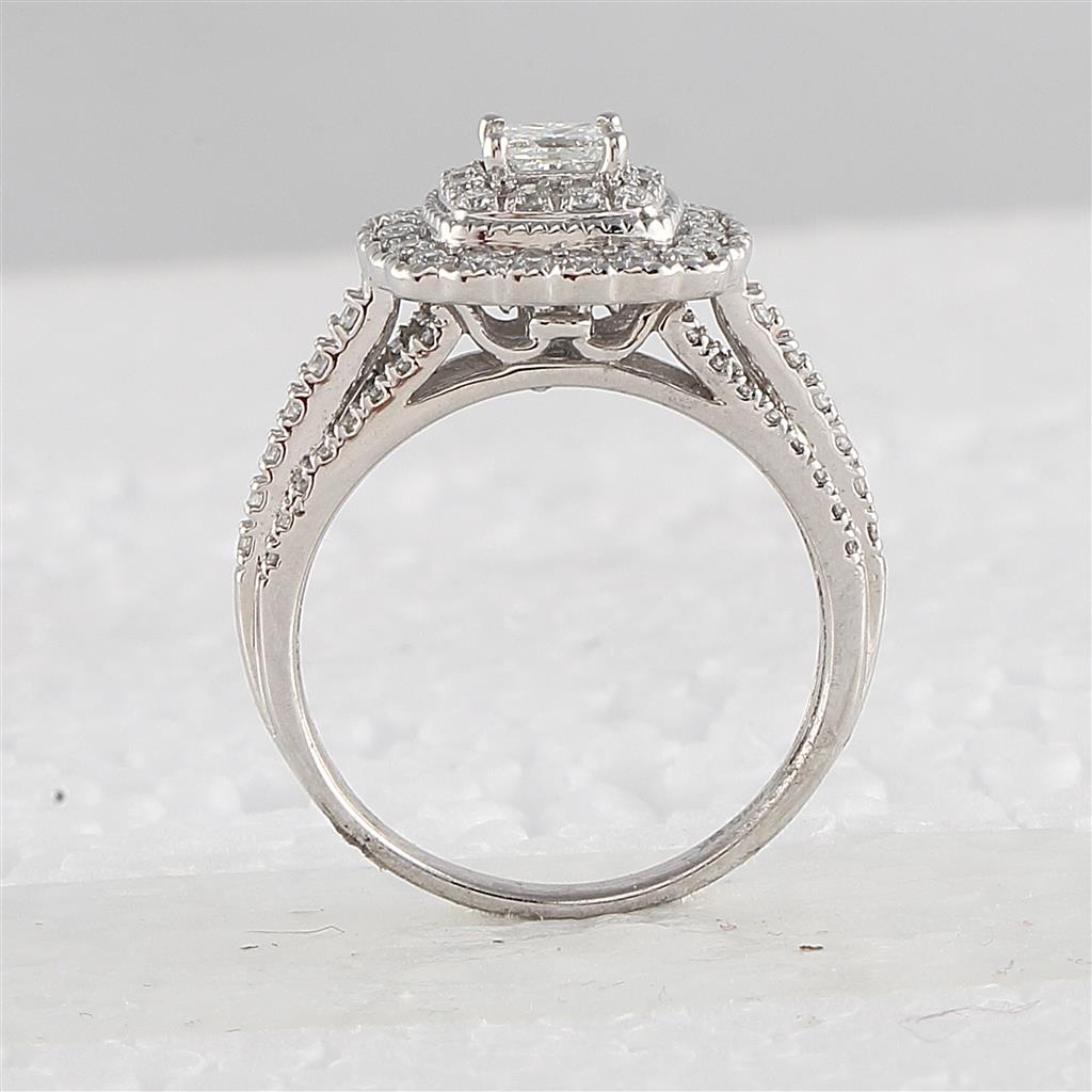 14k White Gold Princess Diamond Bridal Wedding Ring Set 1 Cttw (Certified)