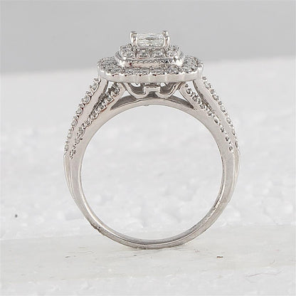14k White Gold Princess Diamond Bridal Wedding Ring Set 1 Cttw (Certified)