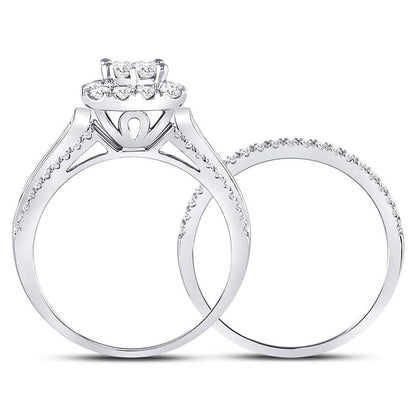 14k White Gold Princess Diamond Bridal Wedding Ring Set 1 Cttw